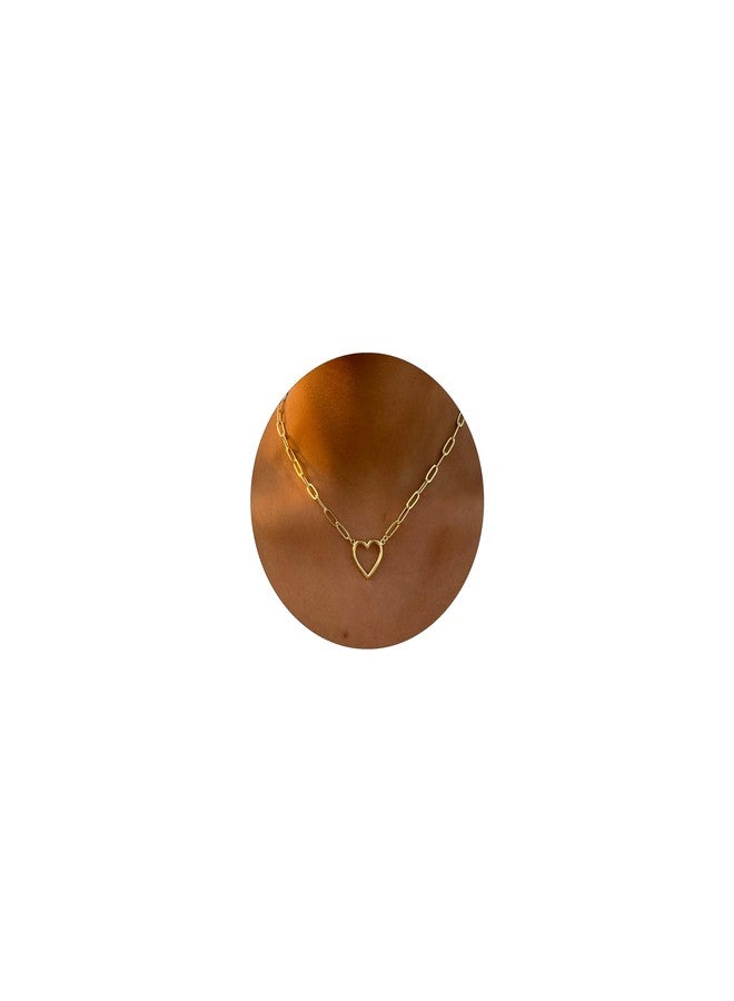 ASCOMY Dainty Gold Necklace for Women 14K Gold Plated Necklaces for Her Delicate Love Heart Necklace Paperclip Chain Heart Pendant Cute Necklaces Festival Jewelry Gift for Women - Image 1